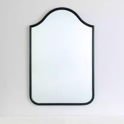 Kirklands Home Framed Mirrors|Black Metal Linear Wave Mirror
