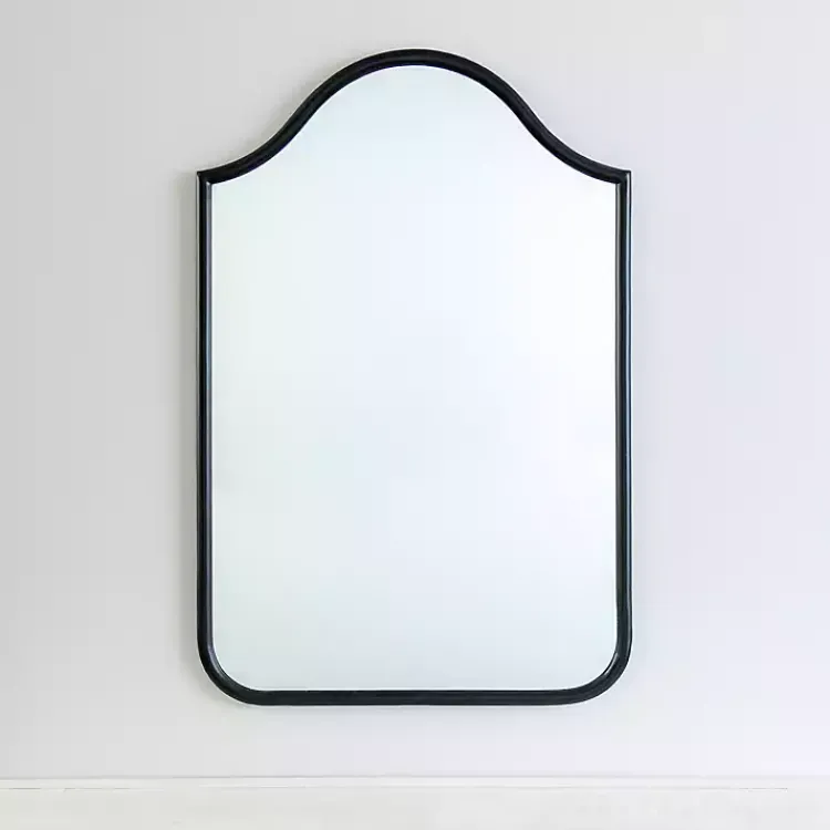 Kirklands Home Framed Mirrors|Black Metal Linear Wave Mirror