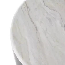 Kirklands Home Accent & End Tables|Black Metal Marble Nesting Accent Tables, Set of 2 White