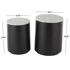 Kirklands Home Accent & End Tables|Black Metal Marble Nesting Accent Tables, Set of 2 White