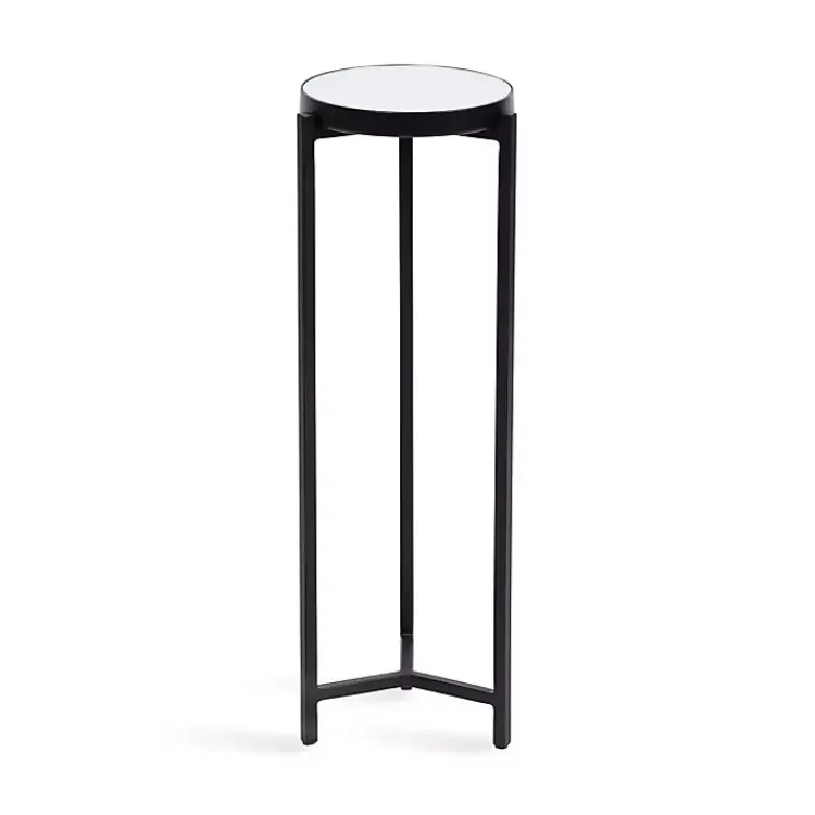 Kirklands Home Accent & End Tables|Metal Mirrored Tabletop Aguilar Drink Table Black
