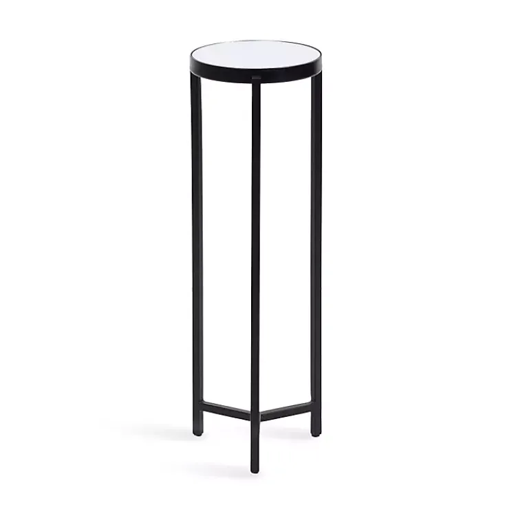 Kirklands Home Accent & End Tables|Metal Mirrored Tabletop Aguilar Drink Table Black
