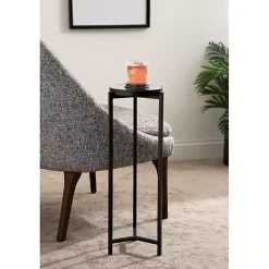 Kirklands Home Accent & End Tables|Metal Mirrored Tabletop Aguilar Drink Table Black