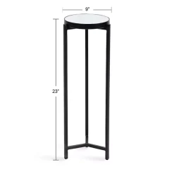 Kirklands Home Accent & End Tables|Metal Mirrored Tabletop Aguilar Drink Table Black