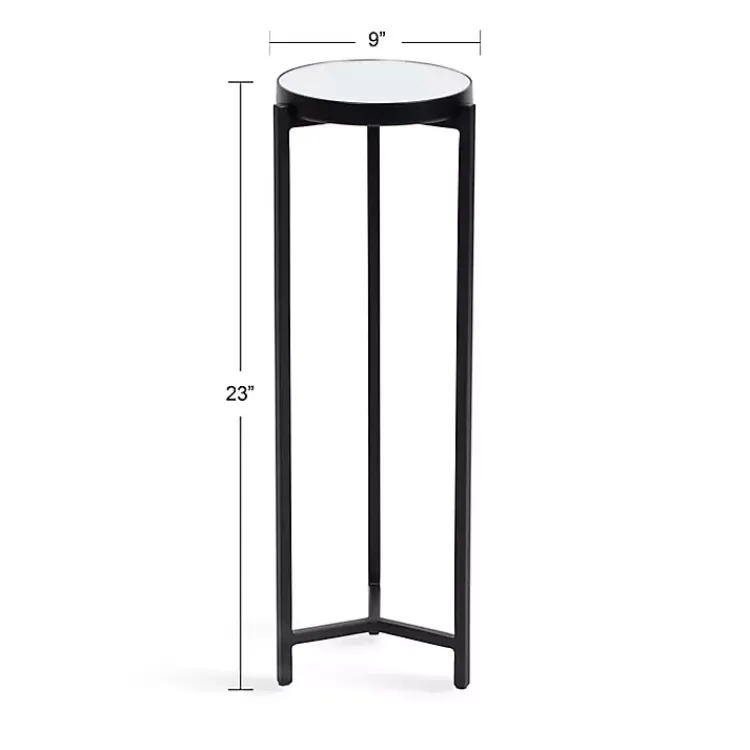 Kirklands Home Accent & End Tables|Metal Mirrored Tabletop Aguilar Drink Table Black