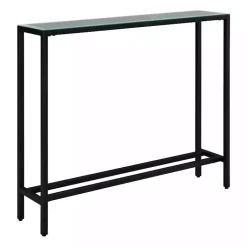 Kirklands Home Console Tables|Metal Mirrored Top Slim Console Table Black