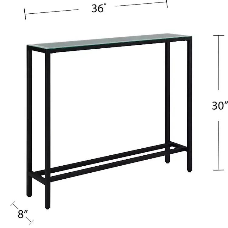 Kirklands Home Console Tables|Metal Mirrored Top Slim Console Table Black