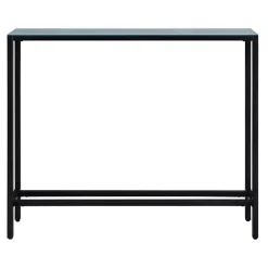 Kirklands Home Console Tables|Metal Mirrored Top Slim Console Table Black
