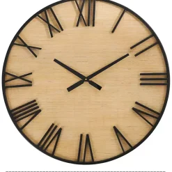 Kirklands Home Clocks|Black Metal Natural Wood Wall Clock