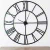 Kirklands Home Clocks|Black Metal Open Face Aiden Wall Clock