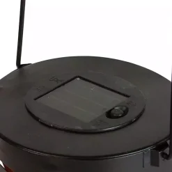 Kirklands Home Outdoor Lighting|Metal Owl Dusk-to-Dawn Outdoor Solar Lantern Black