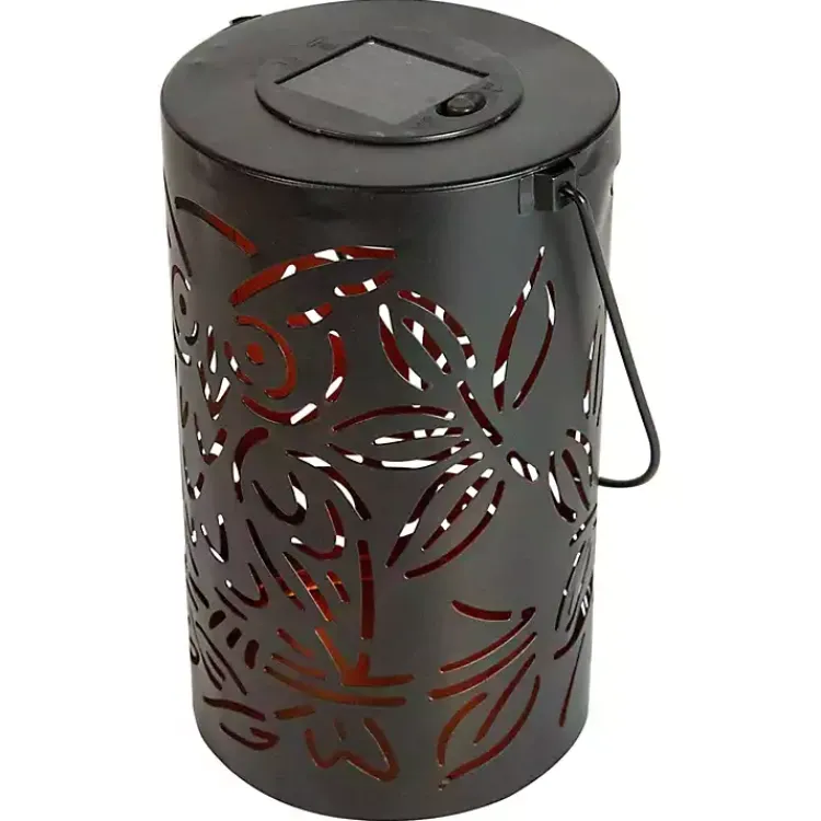 Kirklands Home Outdoor Lighting|Metal Owl Dusk-to-Dawn Outdoor Solar Lantern Black