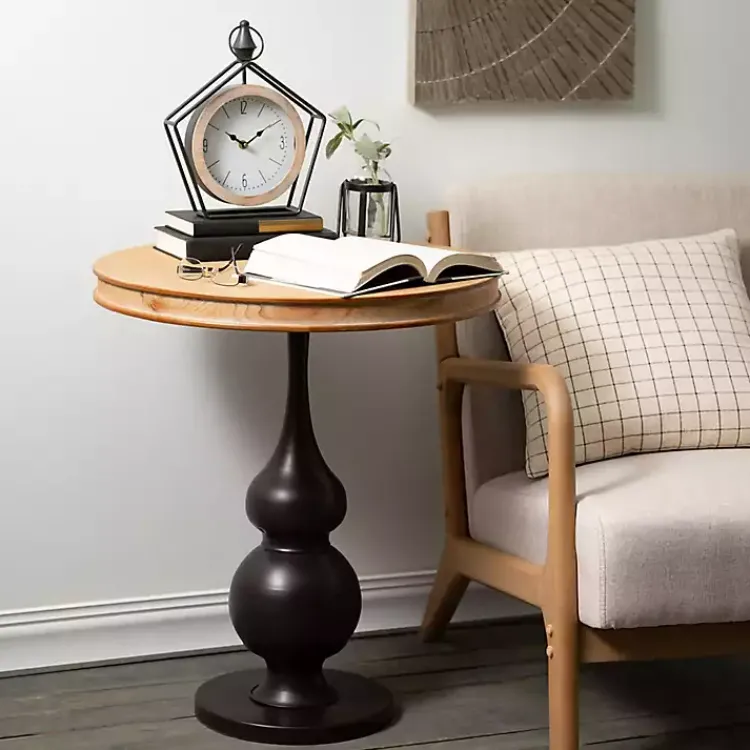 Online Black Metal Pentagon Frame Tabletop Clock Decorative Accents