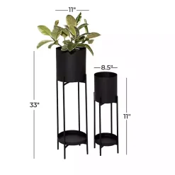 Kirklands Home Planters|Metal Plant Stands with Shelves, Set of 2 Black