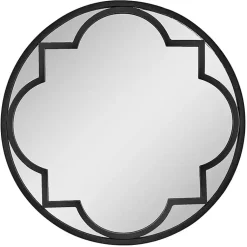 Kirklands Home Decorative Mirrors|Metal Quatrefoil Round Frame Wall Mirror Black