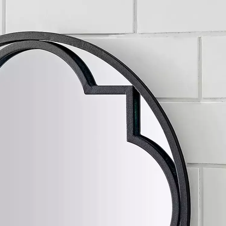 Kirklands Home Decorative Mirrors|Metal Quatrefoil Round Frame Wall Mirror Black