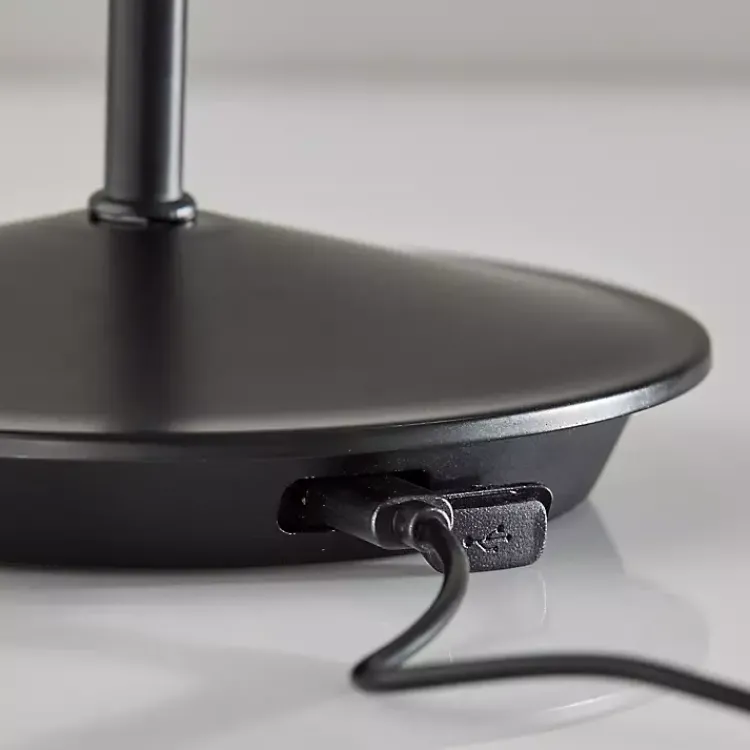 Kirklands Home Outdoor Lighting|Metal Rattan Shade Cordless Table Lamp Black