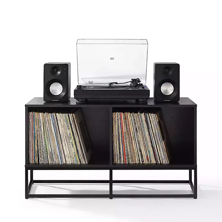 Kirklands Home Tv Stands & Media Consoles|Metal Record Storage Media Console Black