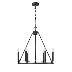 Kirklands Home Chandeliers & Pendant Lighting|Metal Round Florence Chandelier Black