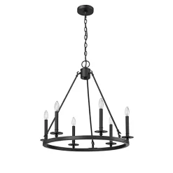 Kirklands Home Chandeliers & Pendant Lighting|Metal Round Florence Chandelier Black