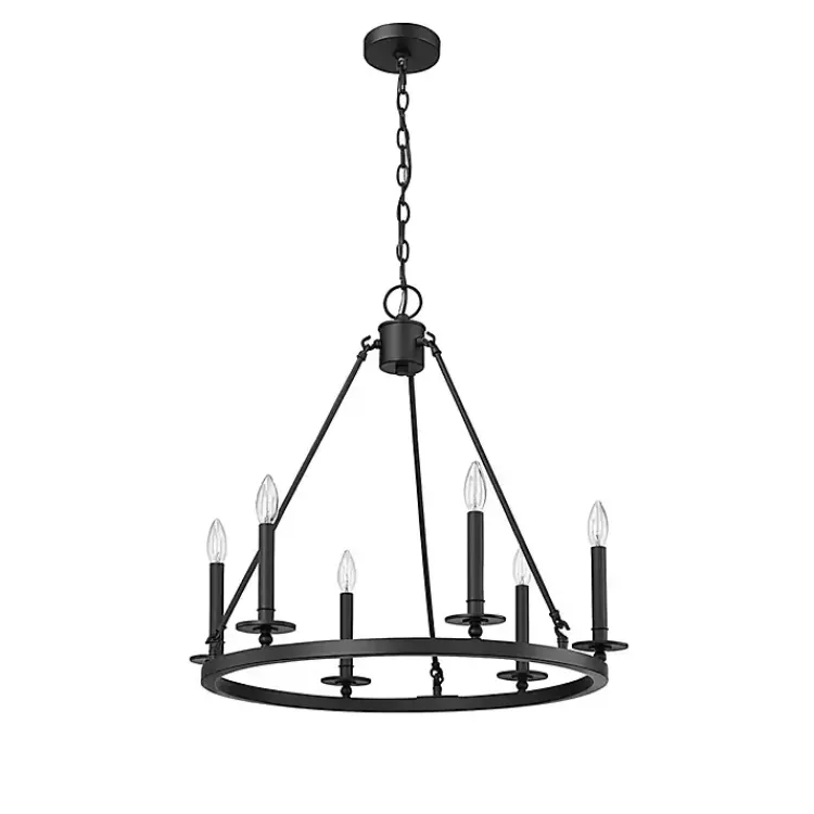 Kirklands Home Chandeliers & Pendant Lighting|Metal Round Florence Chandelier Black