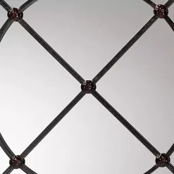 Kirklands Home Decorative Mirrors|Metal Round Geometric Pane Wall Mirror Black