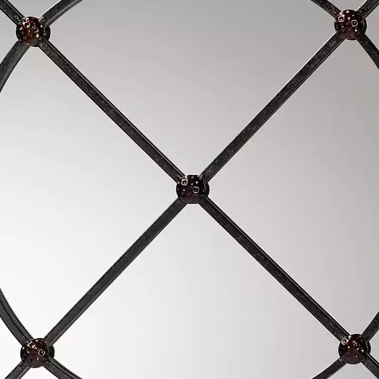 Kirklands Home Decorative Mirrors|Metal Round Geometric Pane Wall Mirror Black