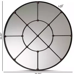 Kirklands Home Decorative Mirrors|Metal Round Geometric Pane Wall Mirror Black