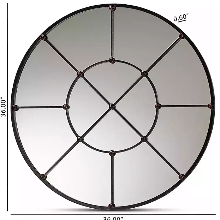 Kirklands Home Decorative Mirrors|Metal Round Geometric Pane Wall Mirror Black