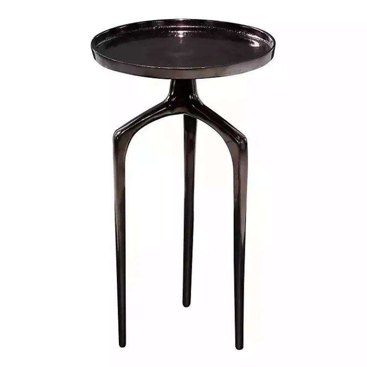 Kirklands Home Accent & End Tables|Metal Round Tripod Accent Table Black