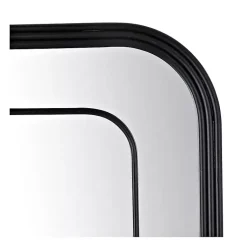 Kirklands Home Decorative Mirrors|Black Metal Rounded Corner Frame Wall Mirror