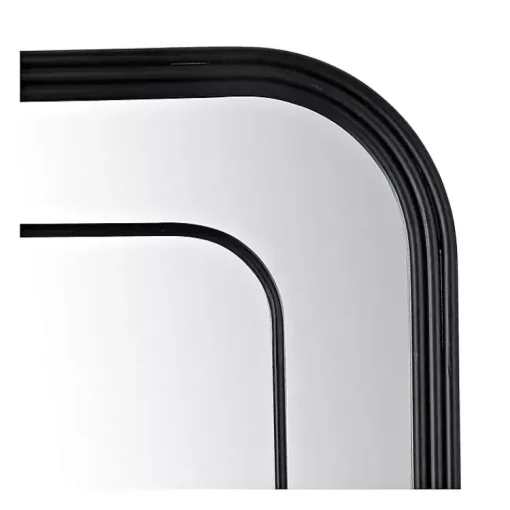 Kirklands Home Decorative Mirrors|Black Metal Rounded Corner Frame Wall Mirror