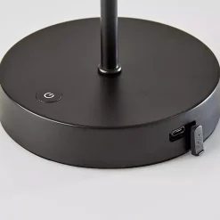 Kirklands Home Outdoor Lighting|Metal Scalloped Shade Cordless Table Lamp Black