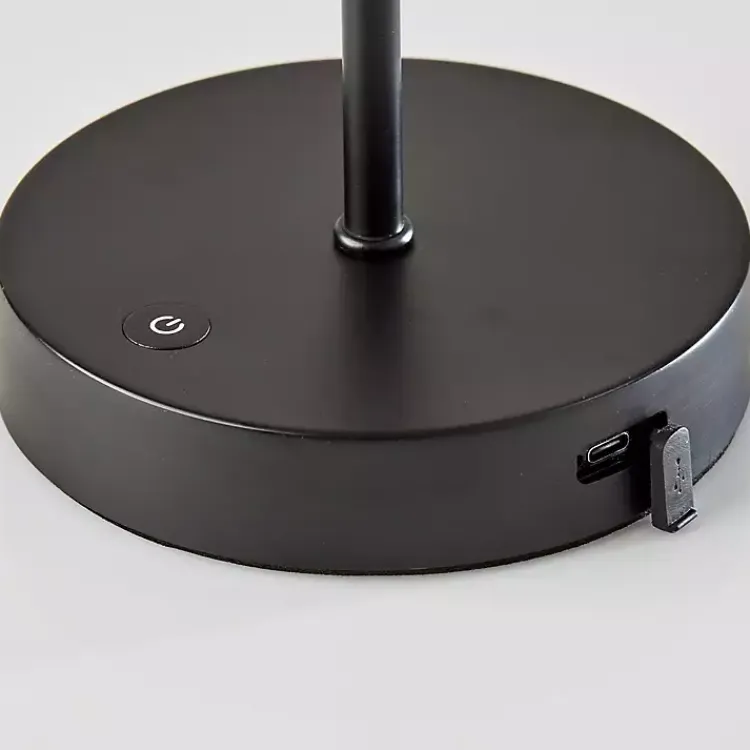 Kirklands Home Outdoor Lighting|Metal Scalloped Shade Cordless Table Lamp Black