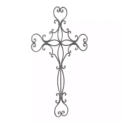 Kirklands Home Wall Plaques|Metal Scroll Cross Wall Plaque Black
