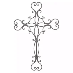 Kirklands Home Wall Plaques|Metal Scroll Cross Wall Plaque Black
