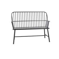 Kirklands Home Outdoor Seating|Metal Slatted Back Outdoor Bench Black