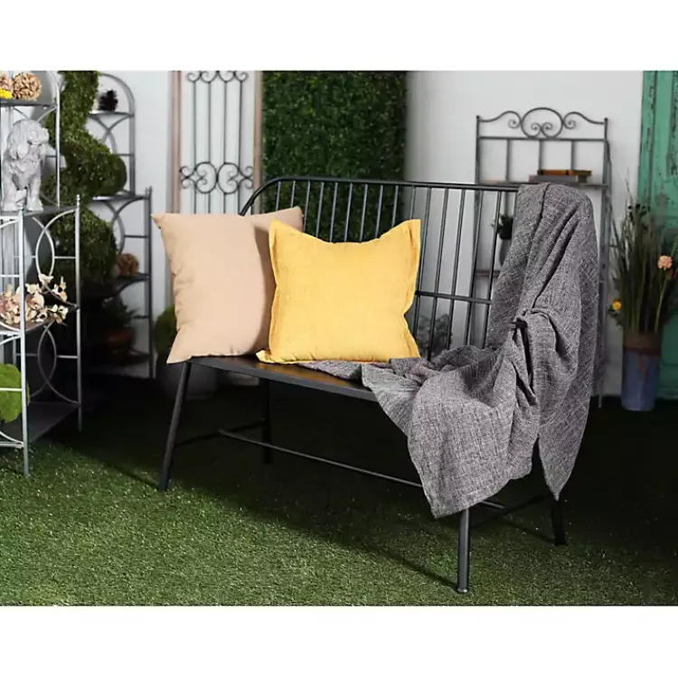 Kirklands Home Outdoor Seating|Metal Slatted Back Outdoor Bench Black