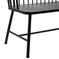 Kirklands Home Outdoor Seating|Metal Slatted Back Outdoor Bench Black