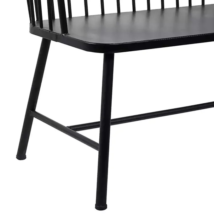 Kirklands Home Outdoor Seating|Metal Slatted Back Outdoor Bench Black