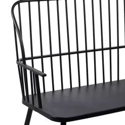 Kirklands Home Outdoor Seating|Metal Slatted Back Outdoor Bench Black