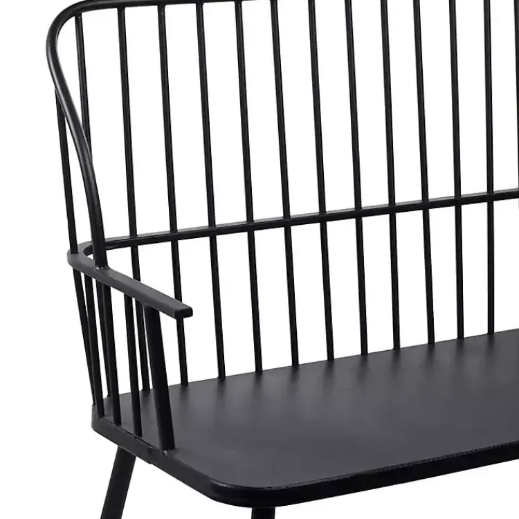 Kirklands Home Outdoor Seating|Metal Slatted Back Outdoor Bench Black