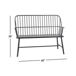 Kirklands Home Outdoor Seating|Metal Slatted Back Outdoor Bench Black