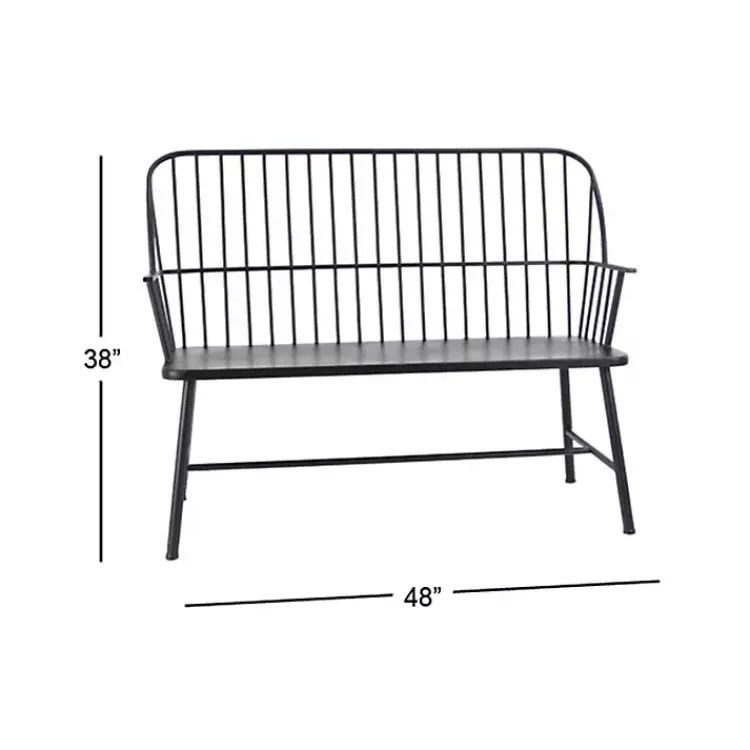 Kirklands Home Outdoor Seating|Metal Slatted Back Outdoor Bench Black