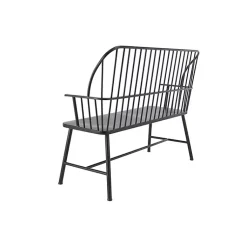 Kirklands Home Outdoor Seating|Metal Slatted Back Outdoor Bench Black