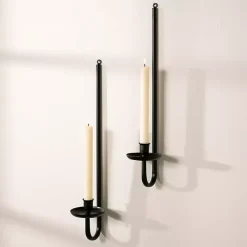 Sale Black Metal Taper Candle Holder Sconces, Set of 2 Sconces