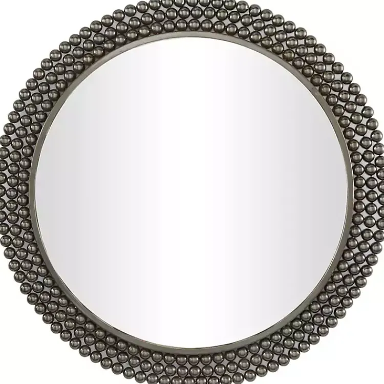 Kirklands Home Decorative Mirrors|Metal Tiered Bead Frame Wall Mirror Black
