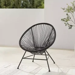 Kirklands Home Outdoor Seating|Metal Wicker Outdoor Chair Black