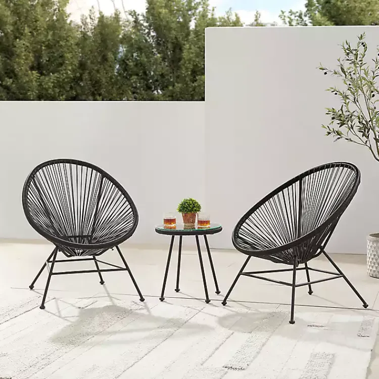 Kirklands Home Outdoor Seating|Metal Wicker Outdoor Chair Black