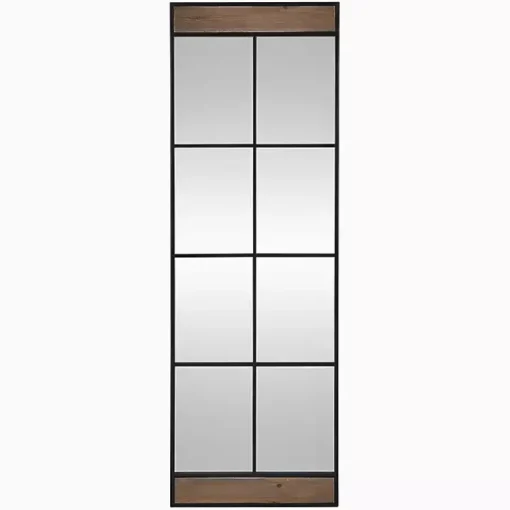 Kirklands Home Decorative Mirrors|Black Metal Window Grid Standing Mirror